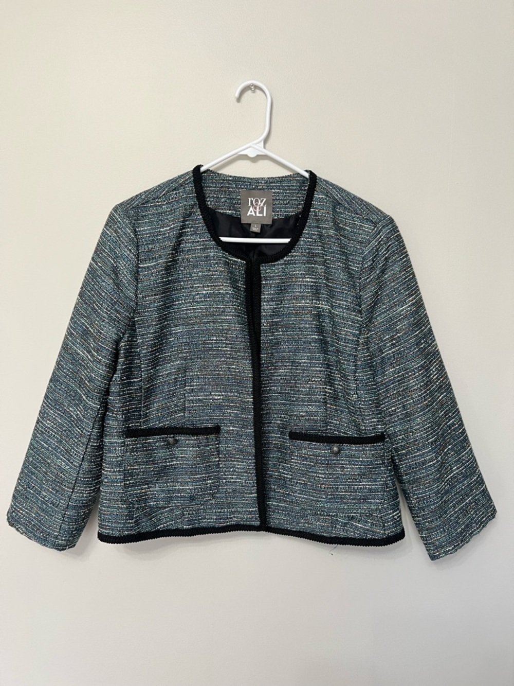 Roz & Ali Teal-Blue Cropped Blazer